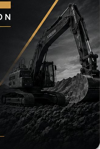 Excavator working across a civil earthworks site